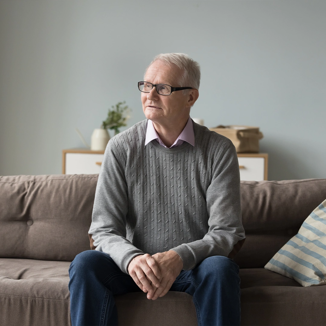 Older couple reviewing information together at home